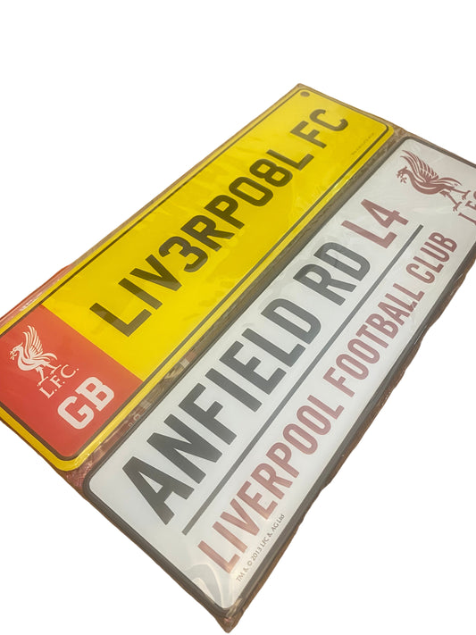 Liverpool FC Fridge & Window Sign 2-Pack | Anfield Road & Number Plate Design
