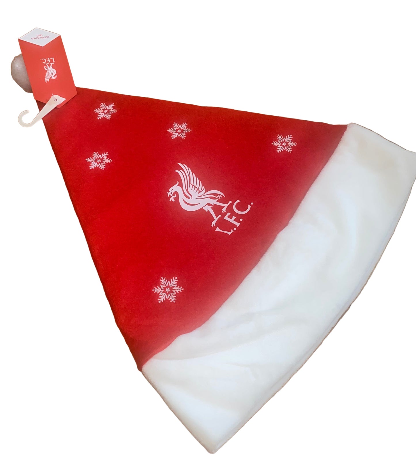 Liverpool FC Santa Hat – Official LFC Christmas Hat with Club Crest & Snowflake Design | Liverpool Football Club Festive Gift