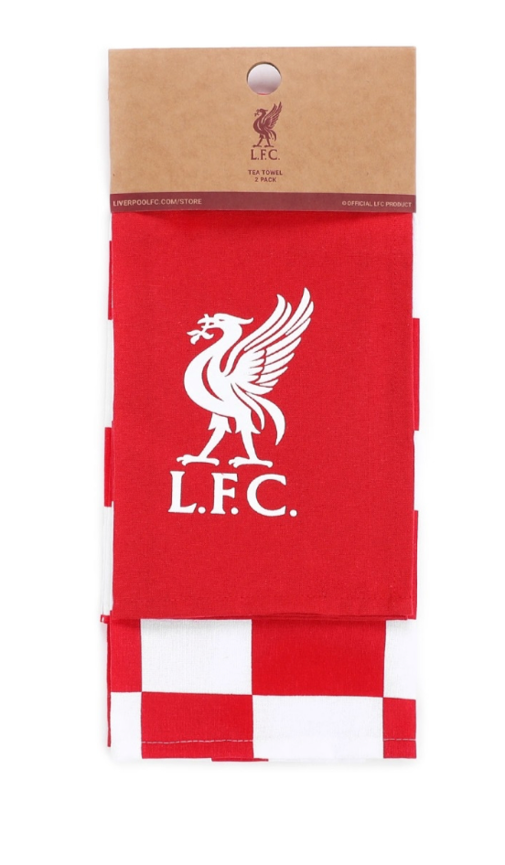 Official Liverpool FC Tea Towel Set – 2 Pack Red & White Kitchen Towels | LFC Liverbird Design | Matching Apron & Oven Glove Available
