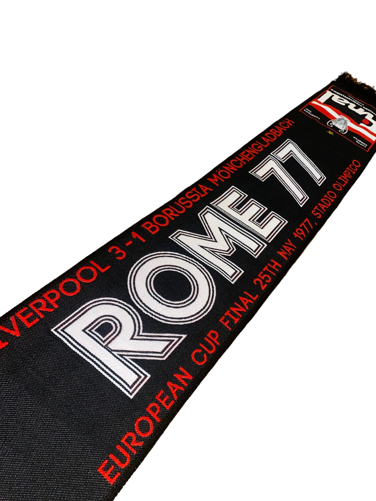 Liverpool Rome 77 Scarf – European Cup Final 1977 Liverpool vs Borussia Mönchengladbach Retro Football Scarf