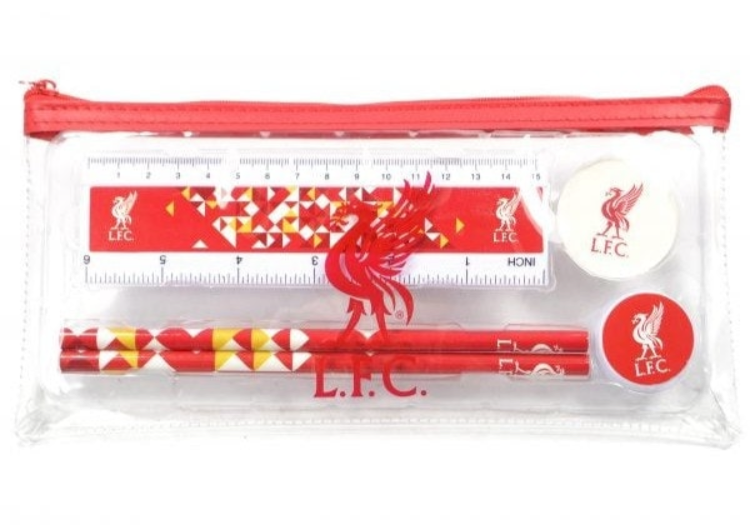 Official Liverpool FC 6 Piece Stationery Set – Pencil Case, Pencils, Ruler, Eraser & Sharpener | LFC School & Office Supplies