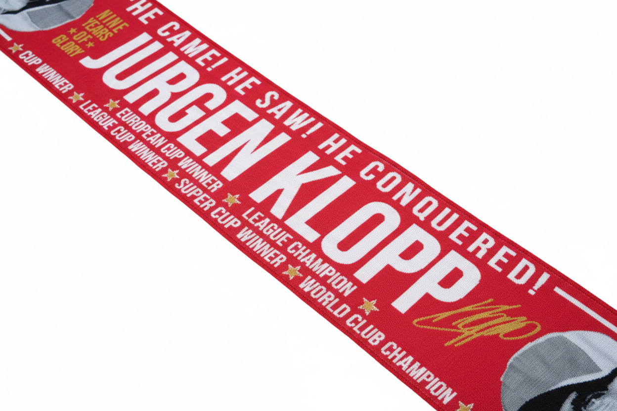 Jürgen Klopp Liverpool FC Scarf – “He Saw The Conquered” HD Football Scarf | Liverpool Legend Fan Scarf (Unofficial)
