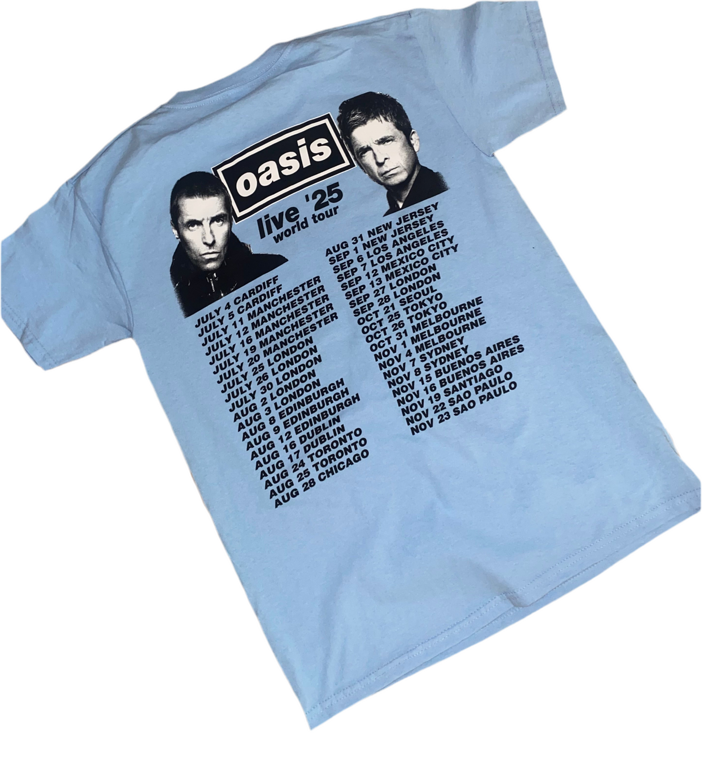 Oasis Unofficial Tour T-Shirt – 100% Cotton | Front & Back Print Blue
