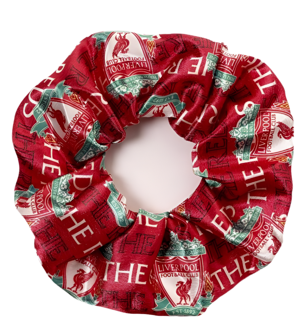Liverpool FC Hair Scrunchie – Official LFC Elastic Bobble | Red Satin Fan Hair Accessory with Club Crest
