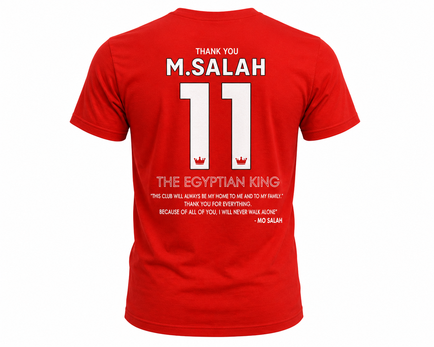 Mohamed Salah Liverpool T-Shirt – “Thank You Mo Salah 11” Red Tribute Tee | Egyptian King LFC Farewell Shirt 2017–2026