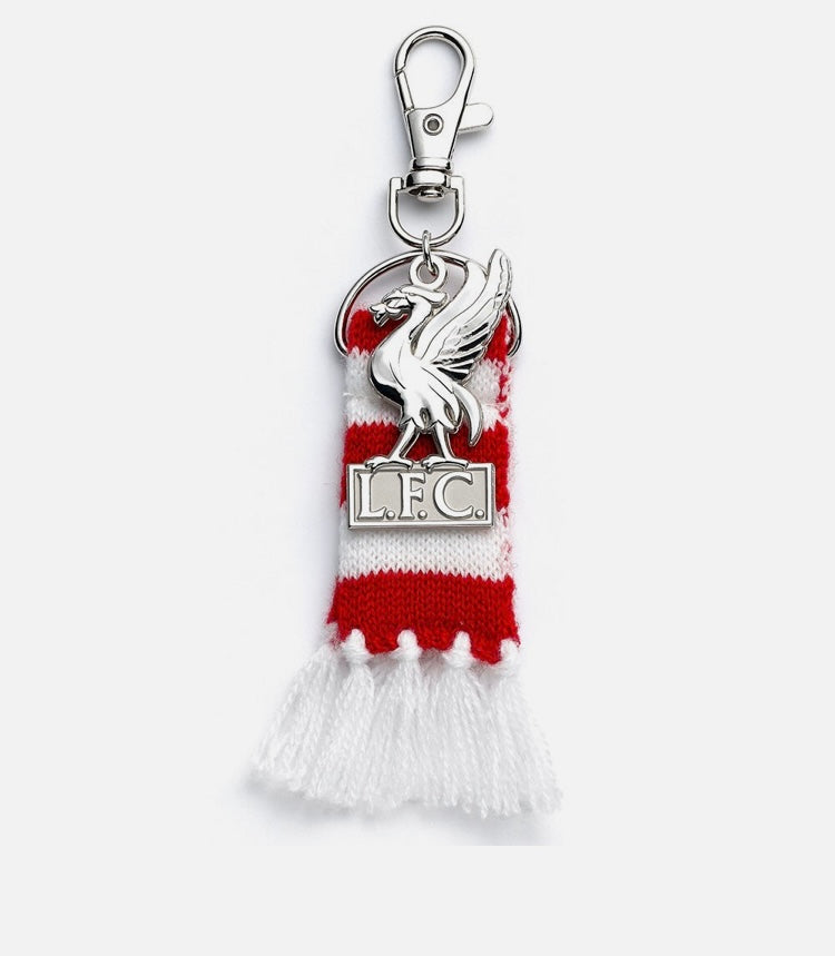 Liverpool FC Backpack Hanger – Official LFC Scarf Keyring Bag Charm with Liverbird Crest
