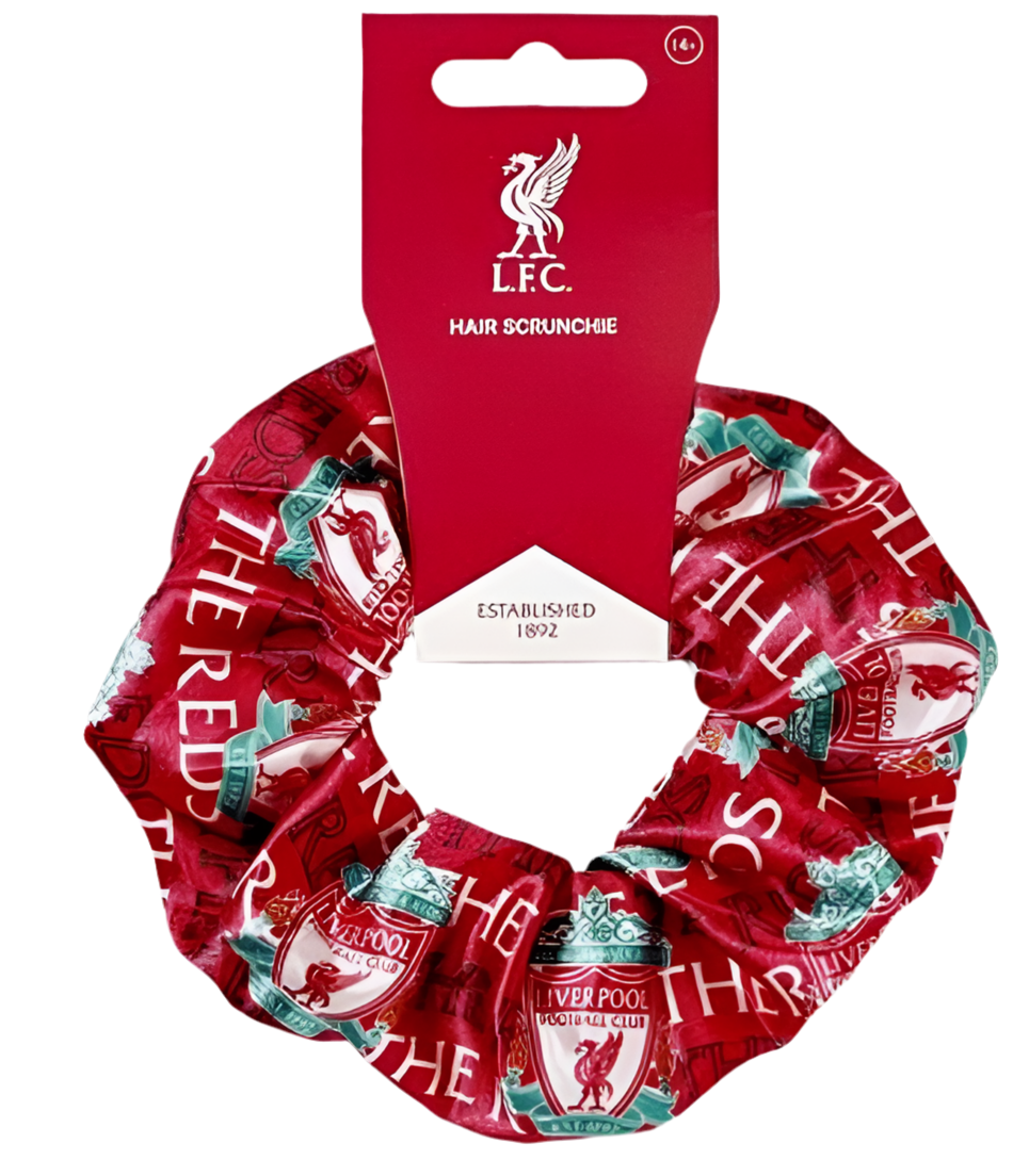 Liverpool FC Hair Scrunchie – Official LFC Elastic Bobble | Red Satin Fan Hair Accessory with Club Crest