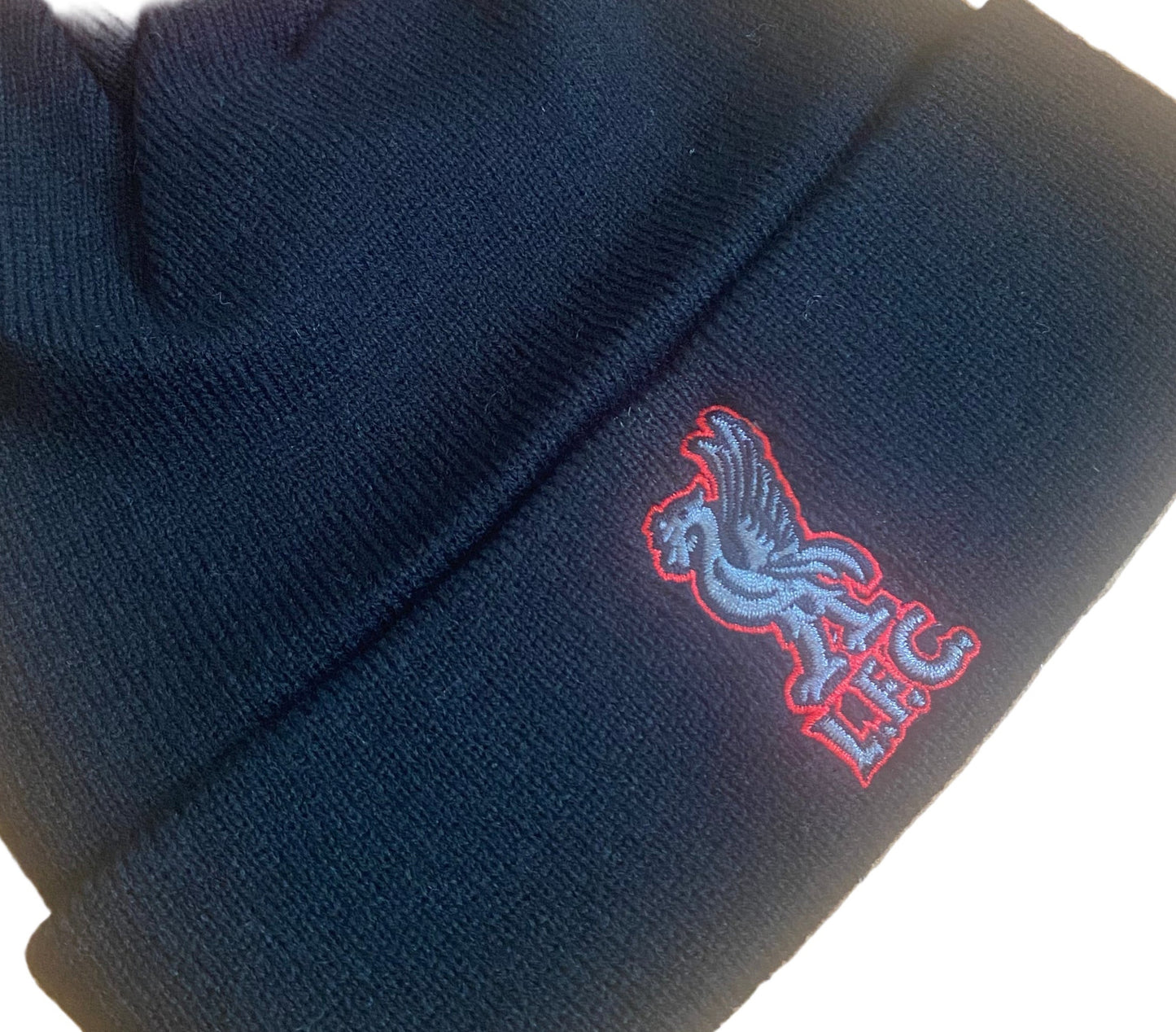 Liverpool FC Black Beanie Hat | Official LFC Knit Hat with Embroidered Crest