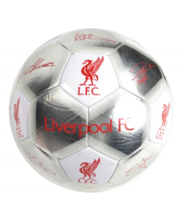 Official Liverpool FC Silver & White Size 5 Football – Signature Print Design
