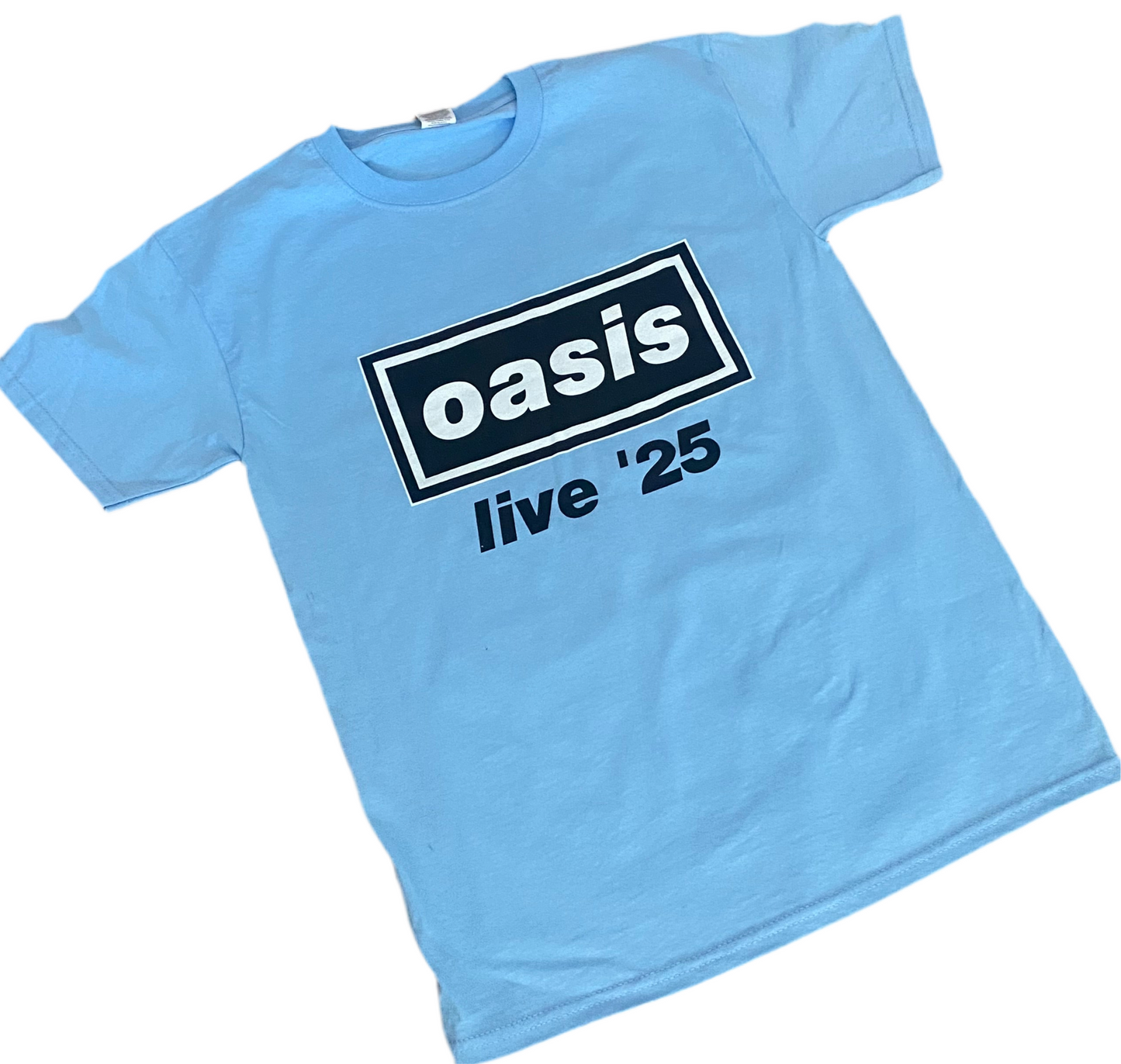 Oasis Unofficial Tour T-Shirt – 100% Cotton | Front & Back Print Blue