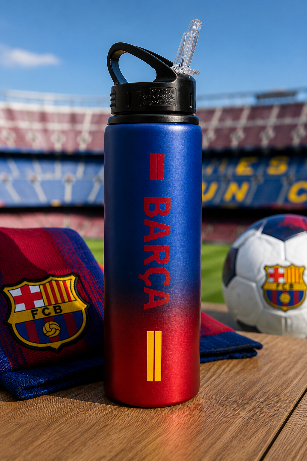 Official FC Barcelona Aluminium Water Bottle | Barça Red & Blue Reusable Sports Bottle
