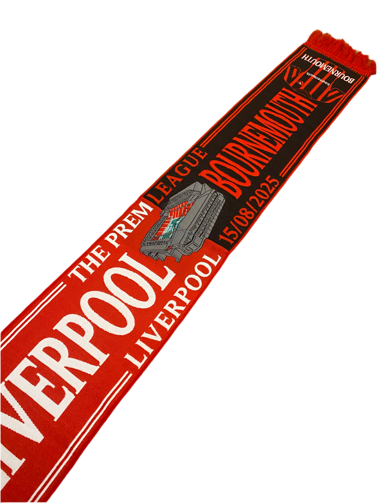 Liverpool vs Bournemouth Scarf – Premier League 15/08/2025 Anfield Matchday Souvenir