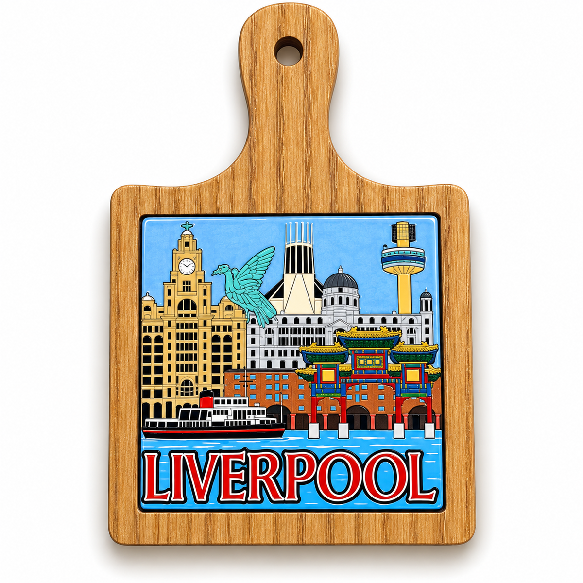 Liverpool City Landmarks Wooden Fridge Magnet – Souvenir Gift