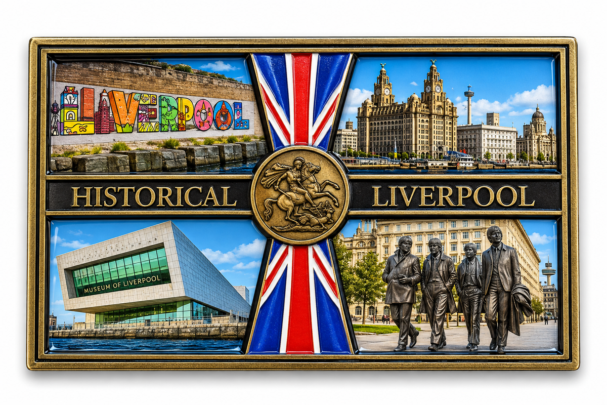 Liverpool Historical City Wooden Frame Fridge Magnet – Souvenir
