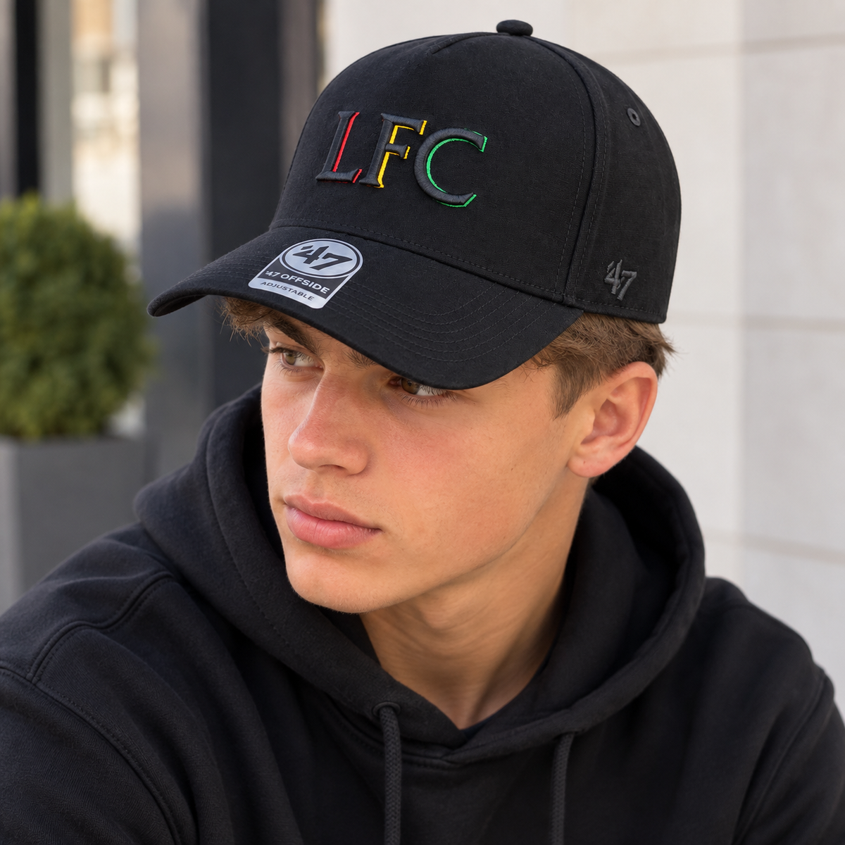 Official Liverpool FC ’47 Offside Black Cap – Adjustable LFC Adults Hat