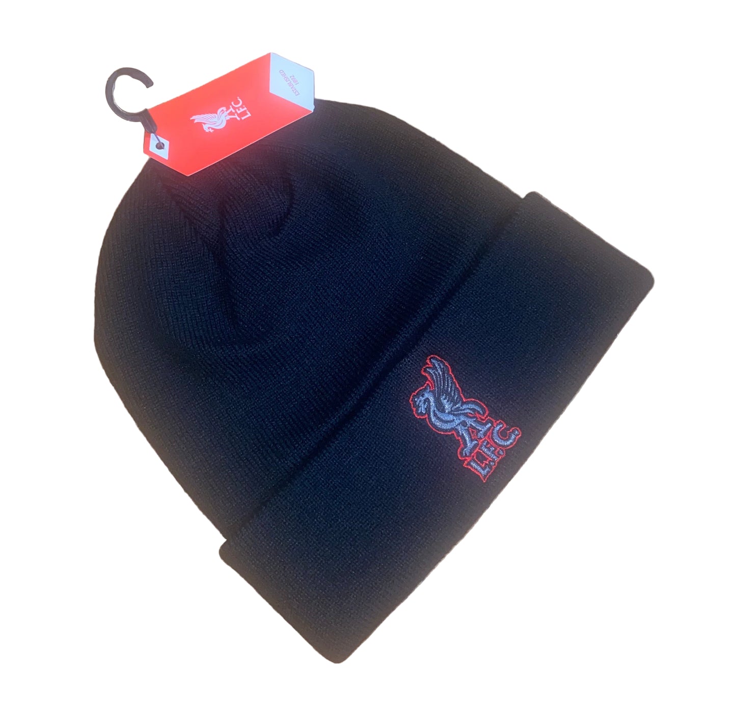Liverpool FC Black Beanie Hat | Official LFC Knit Hat with Embroidered Crest