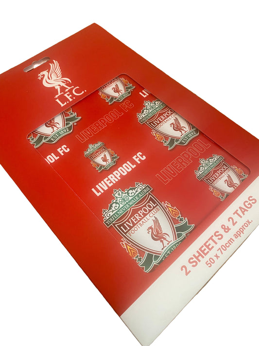 Liverpool FC Official Wrapping Paper Set | 2 Sheets & 2 Gift Tags