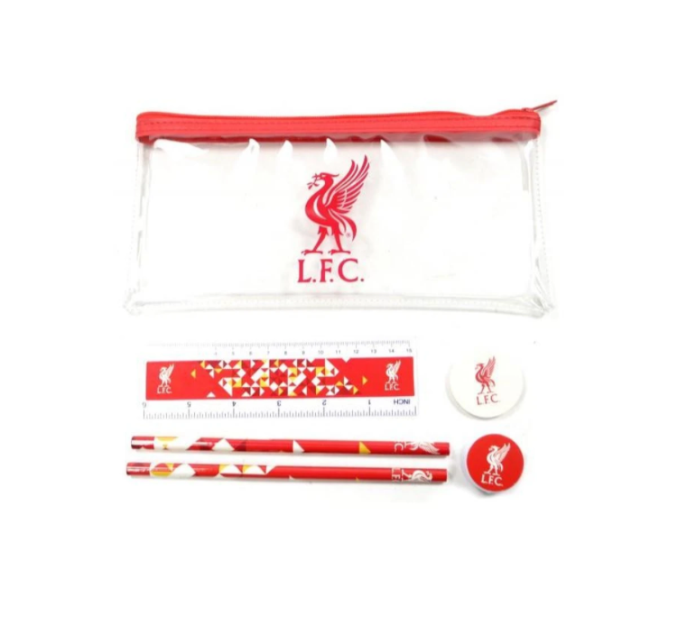 Official Liverpool FC 6 Piece Stationery Set – Pencil Case, Pencils, Ruler, Eraser & Sharpener | LFC School & Office Supplies