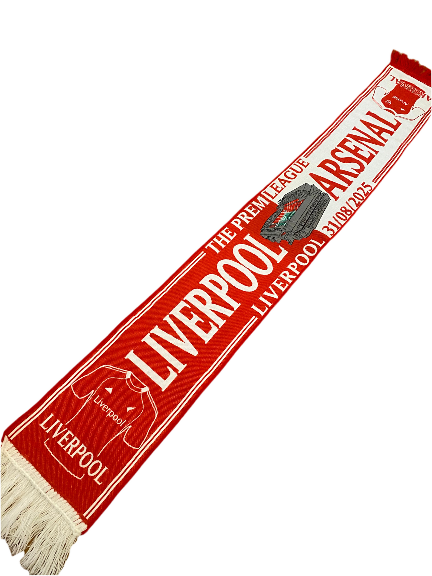 Liverpool FC vs Arsenal Scarf – Premier League Matchday 31/08/2025 –Souvenir Fan Scarf