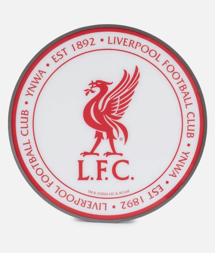 Liverpool FC Official 12” Crest LED Wall Light – Red & White Illuminated LFC Wall Sign | You’ll Never Walk Alone Lighting Décor | Licensed Liverpool Gift