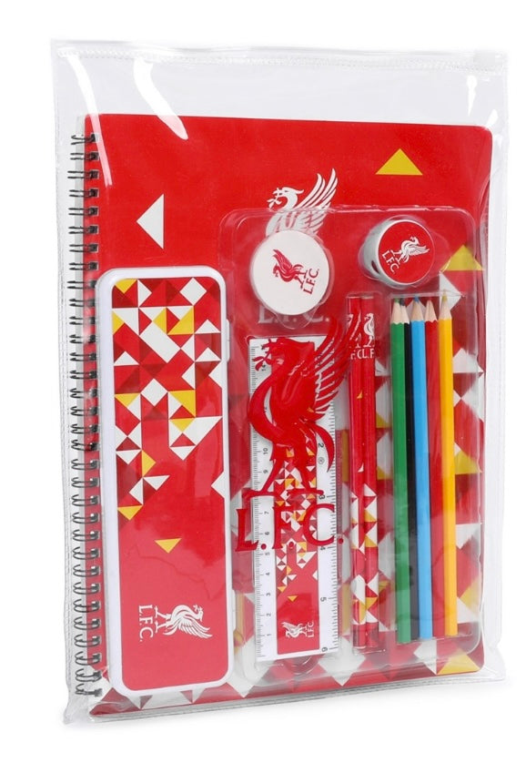 Official Liverpool FC Stationery Set – 9 Piece School & Office Supplies | LFC Notebook, Pencils, Ruler & Case
