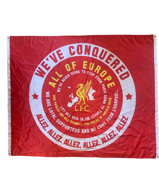 Sale- Official Liverpool FC Flag – “We’ve Conquered All of Europe” | 6ft x 5ft