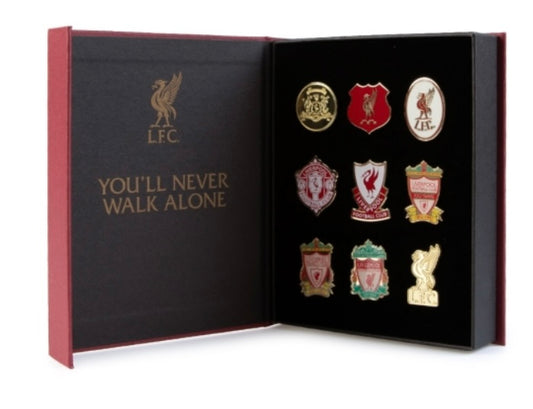 Liverpool FC 9-Piece Crest Badge Set | Official LFC Collectors Gift Box | Historic Club Emblems Collection