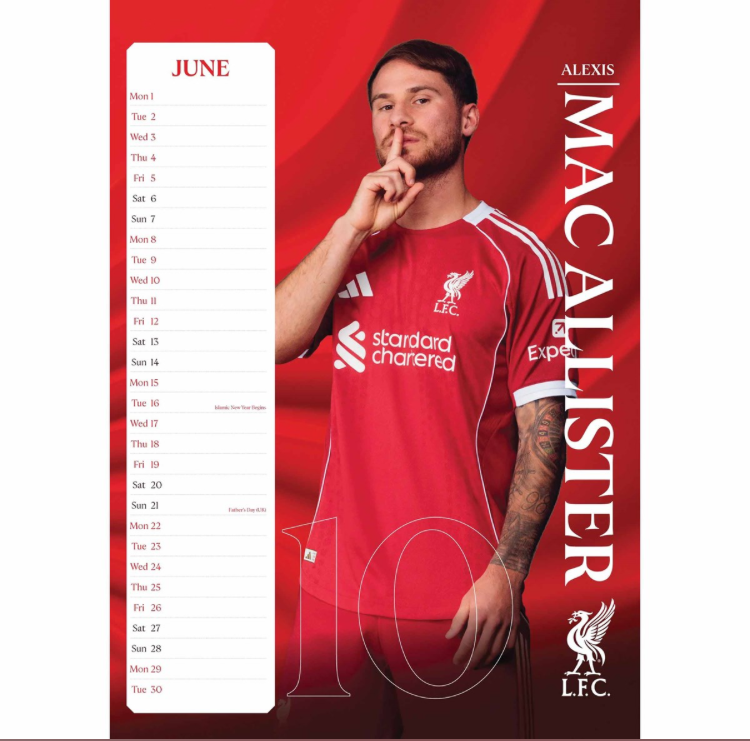 Liverpool FC Official 2026 Calendar – LFC Wall Calendar Featuring Team Players | Official Licensed Football Merchandise