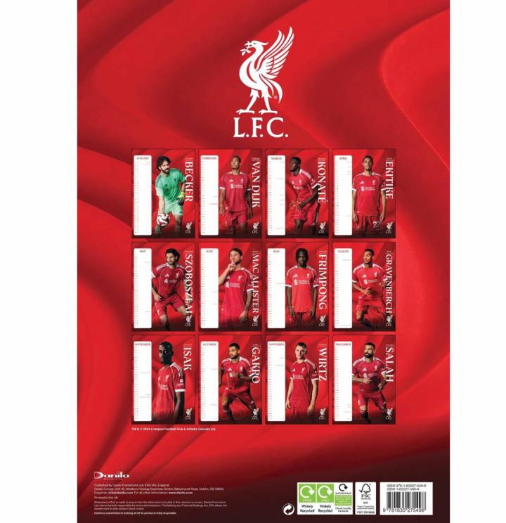 Liverpool FC Official 2026 Calendar – LFC Wall Calendar Featuring Team Players | Official Licensed Football Merchandise