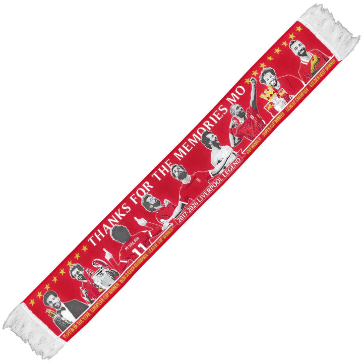 Liverpool FC Mohamed Salah Legend Scarf – LFC Tributet “Thanks For The Memories Mo” Fan Scarf | Liverpool Gift | Anfield Memorabilia