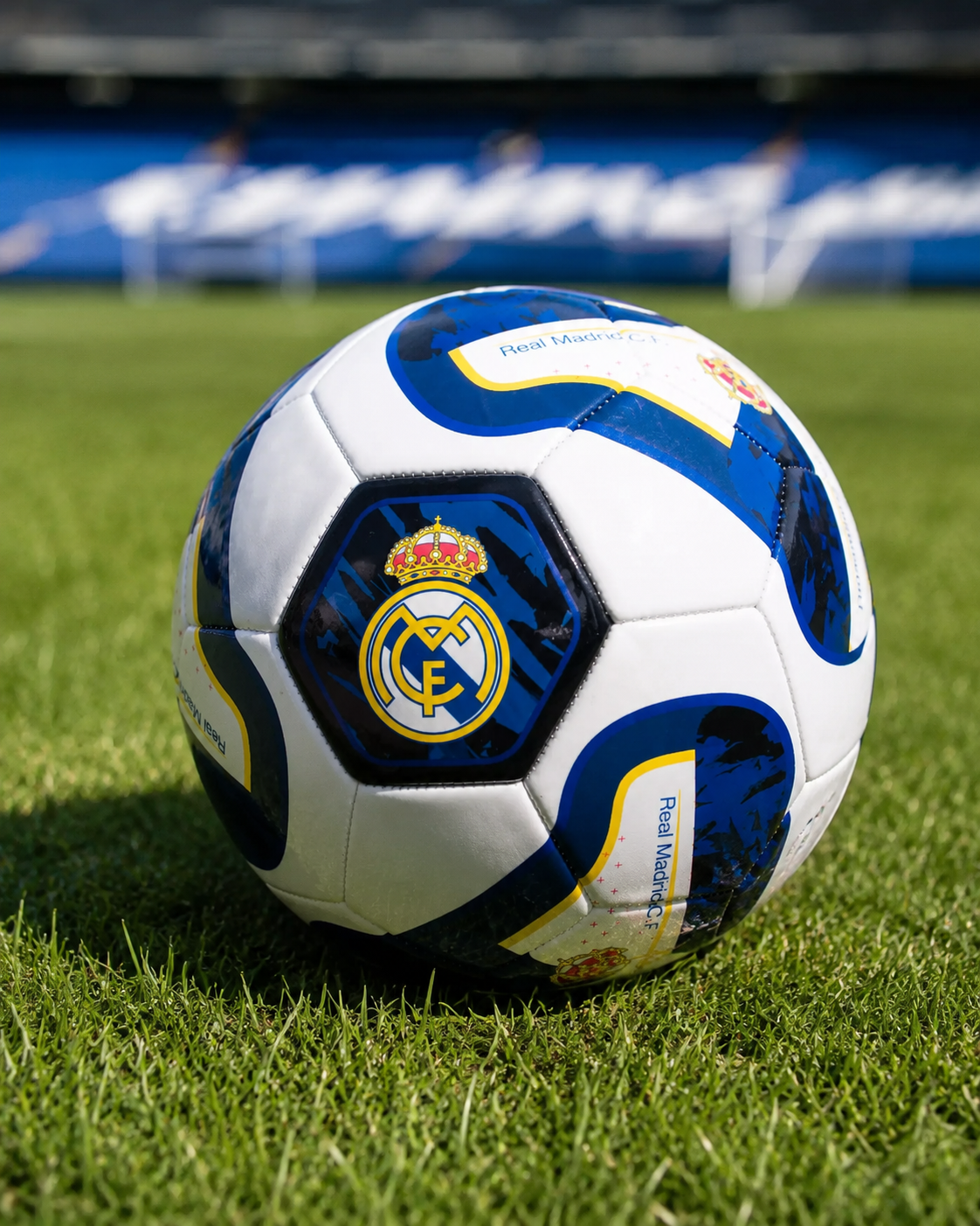 Official Real Madrid Football – White, Navy & Gold Club Crest Ball