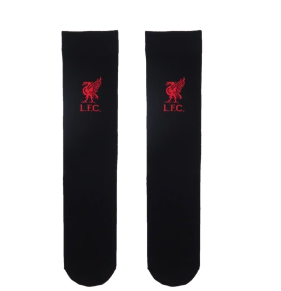 Official Liverpool FC Socks – Men’s Black & Red LFC Logo | UK 8-11 (EU 42-46) | Cotton Football Fan Gift
