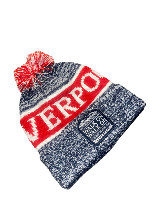 Liverpool FC Bobble Hat – “Walk On, Walk On” Beanie with Pom | YNWA Supporters Winter Hat