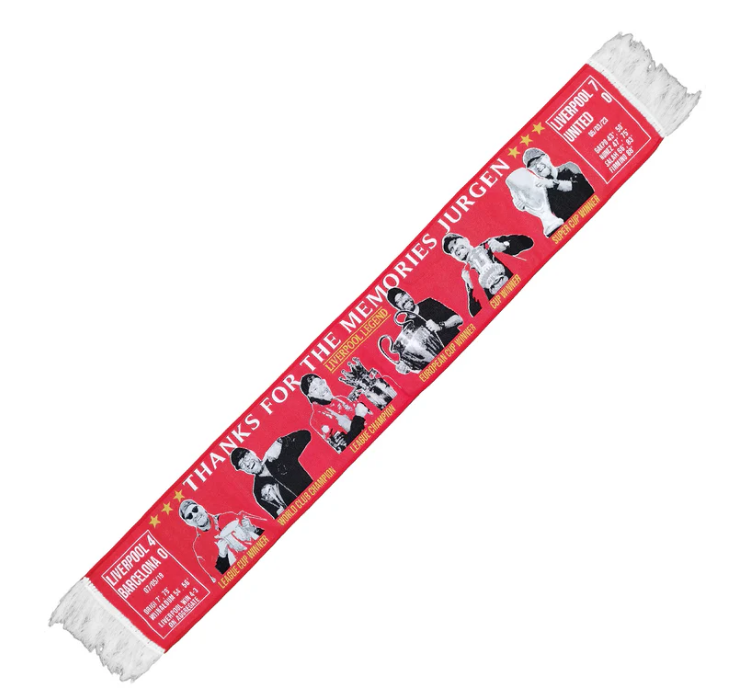 Jürgen Klopp “Thanks For The Memories” Liverpool FC Scarf – HD Football Fan Scarf (Unofficial)