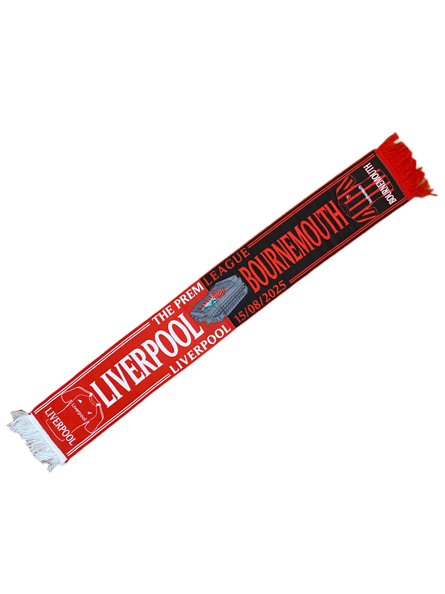 Liverpool vs Bournemouth Scarf – Premier League 15/08/2025 Anfield Matchday Souvenir