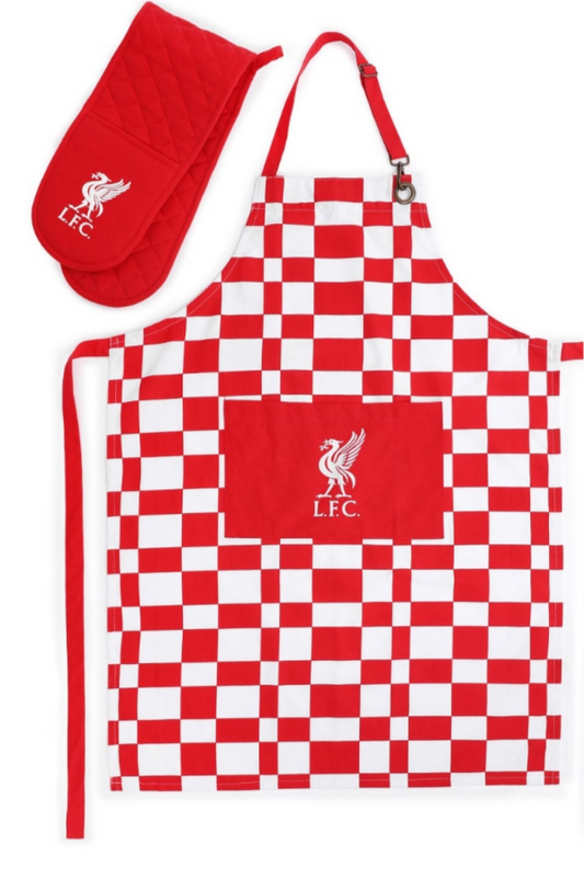 Official Liverpool FC Apron & Oven Glove Set – Red & White Kitchenware | LFC Cooking Gift for Reds Fans