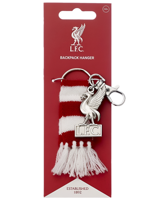 Liverpool FC Backpack Hanger – Official LFC Scarf Keyring Bag Charm with Liverbird Crest
