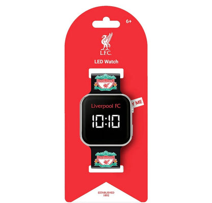 Liverpool FC Official Kids LED Digital Watch – Black Silicone Strap with YNWA & Club Crest – Time & Date Display