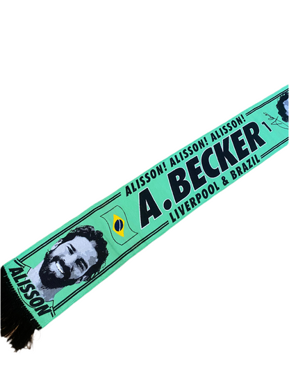 Liverpool FC Alisson Becker HD Scarf – Bright Green Goalkeeper Edition (Brazil & LFC Supporters)