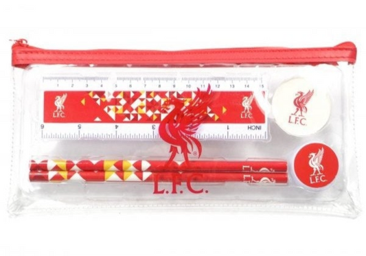 Official Liverpool FC 6 Piece Stationery Set – Pencil Case, Pencils, Ruler, Eraser & Sharpener | LFC School & Office Supplies