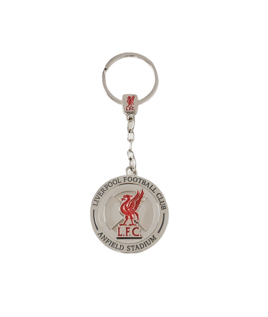 Official Liverpool FC Spinner Keyring – LFC Liver Bird Anfield Stadium Key Ring, Nickel Plated, Spinning Logo, Gift for Fans