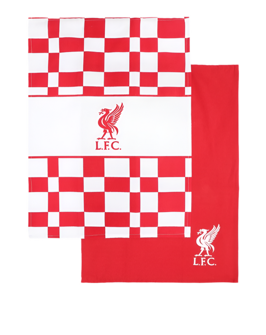 Official Liverpool FC Tea Towel Set – 2 Pack Red & White Kitchen Towels | LFC Liverbird Design | Matching Apron & Oven Glove Available