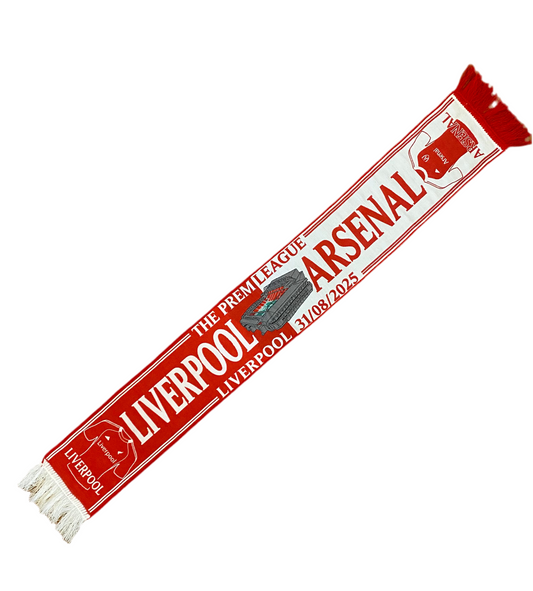 Liverpool FC vs Arsenal Scarf – Premier League Matchday 31/08/2025 –Souvenir Fan Scarf
