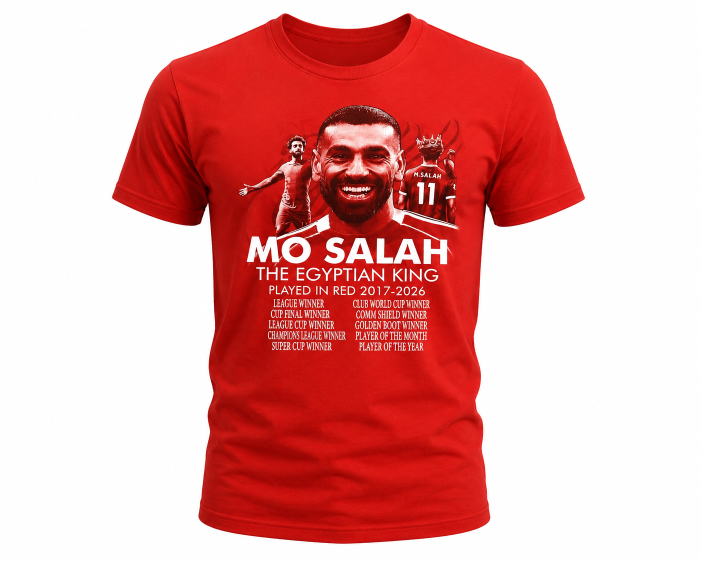 Mohamed Salah Liverpool T-Shirt – “Thank You Mo Salah 11” Red Tribute Tee | Egyptian King LFC Farewell Shirt 2017–2026
