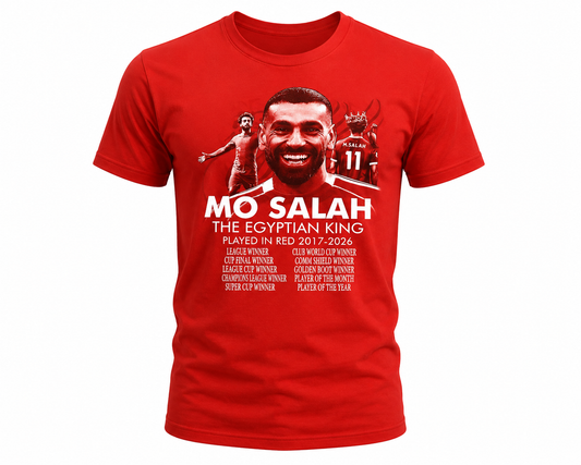 Mohamed Salah Liverpool T-Shirt – “Thank You Mo Salah 11” Red Tribute Tee | Egyptian King LFC Farewell Shirt 2017–2026