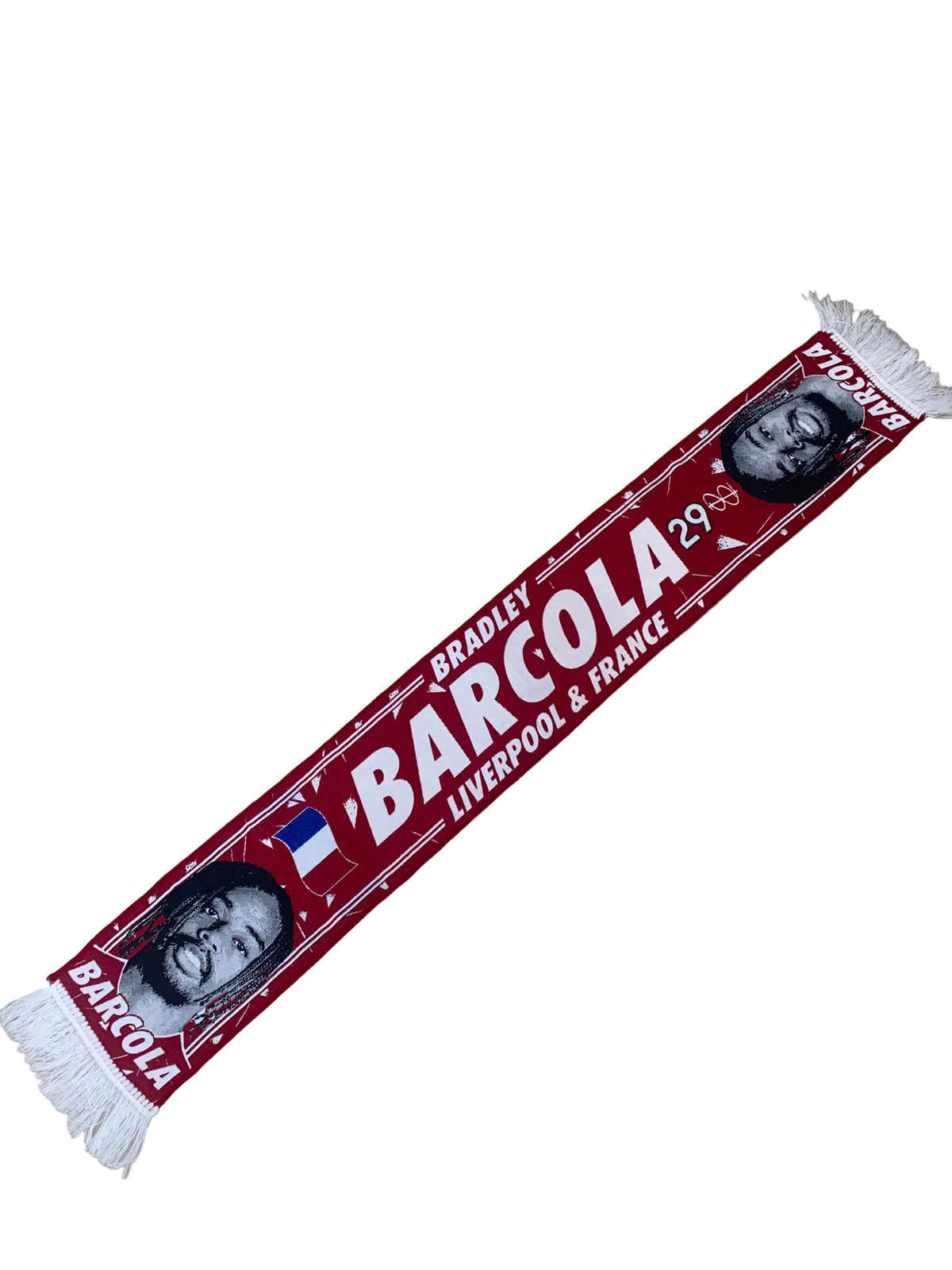 Bradley Barcola Liverpool Scarf – France Football Star New Signing Tribute Scarf – Unofficial