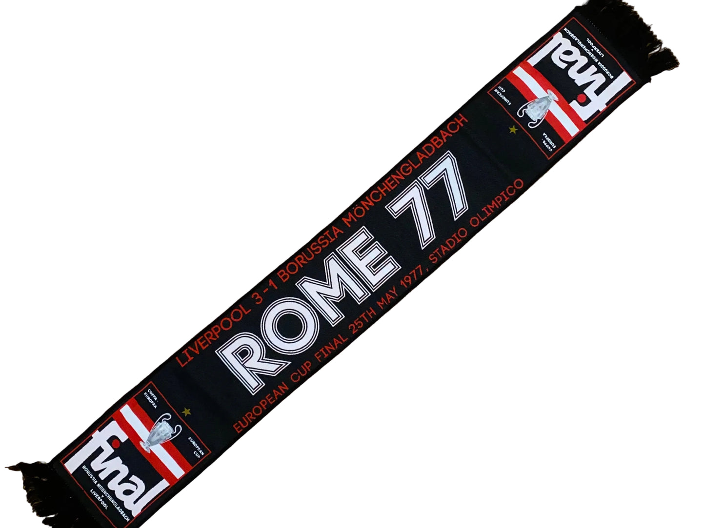 Liverpool Rome 77 Scarf – European Cup Final 1977 Liverpool vs Borussia Mönchengladbach Retro Football Scarf