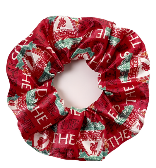 Liverpool FC Hair Scrunchie – Official LFC Elastic Bobble | Red Satin Fan Hair Accessory with Club Crest