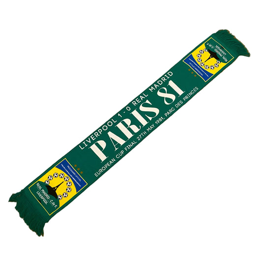 Liverpool Paris 81 Scarf – European Cup Final 1981 Liverpool vs Real Madrid Retro Football Scarf