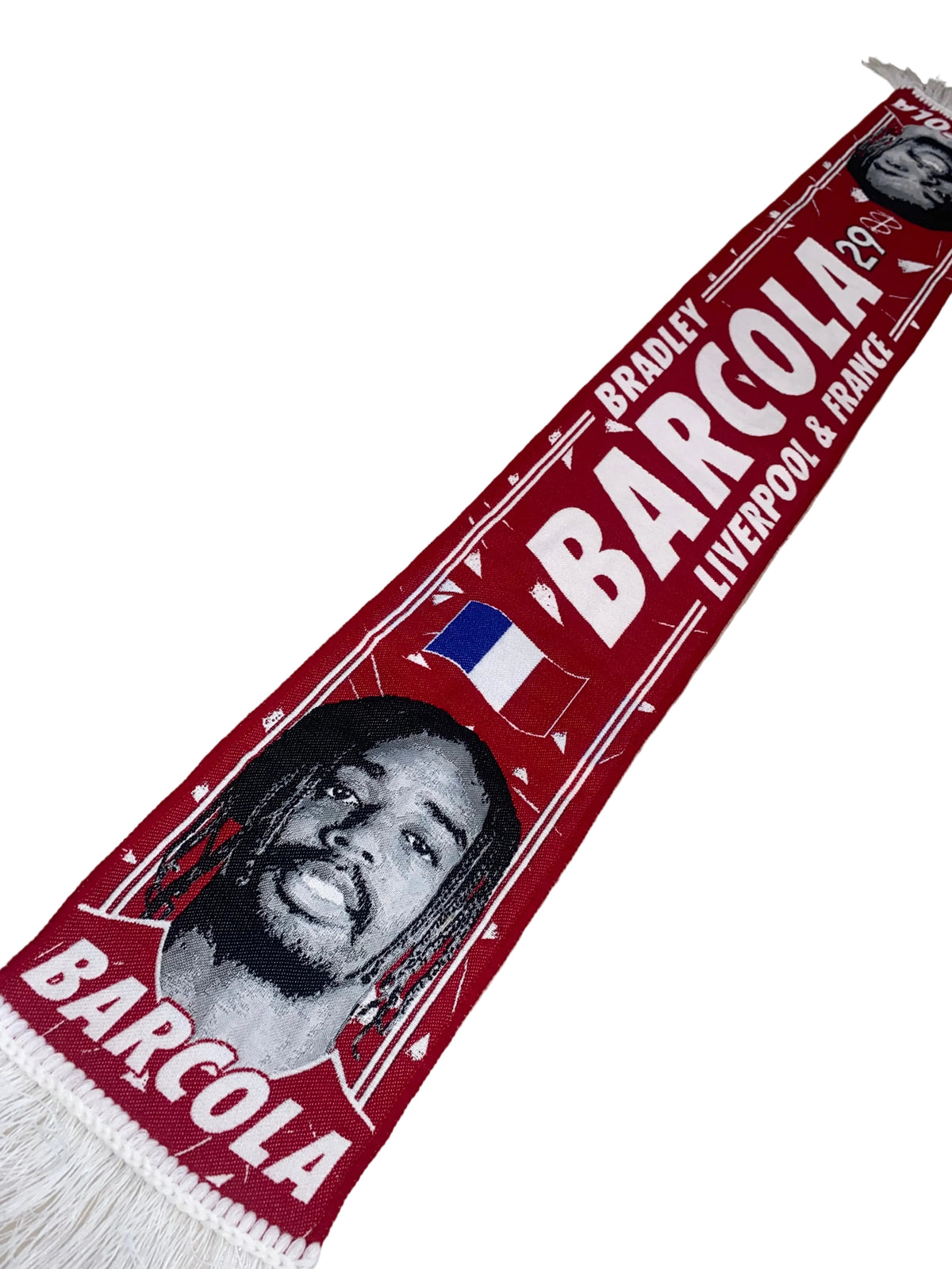 Bradley Barcola Liverpool Scarf – France Football Star New Signing Tribute Scarf – Unofficial